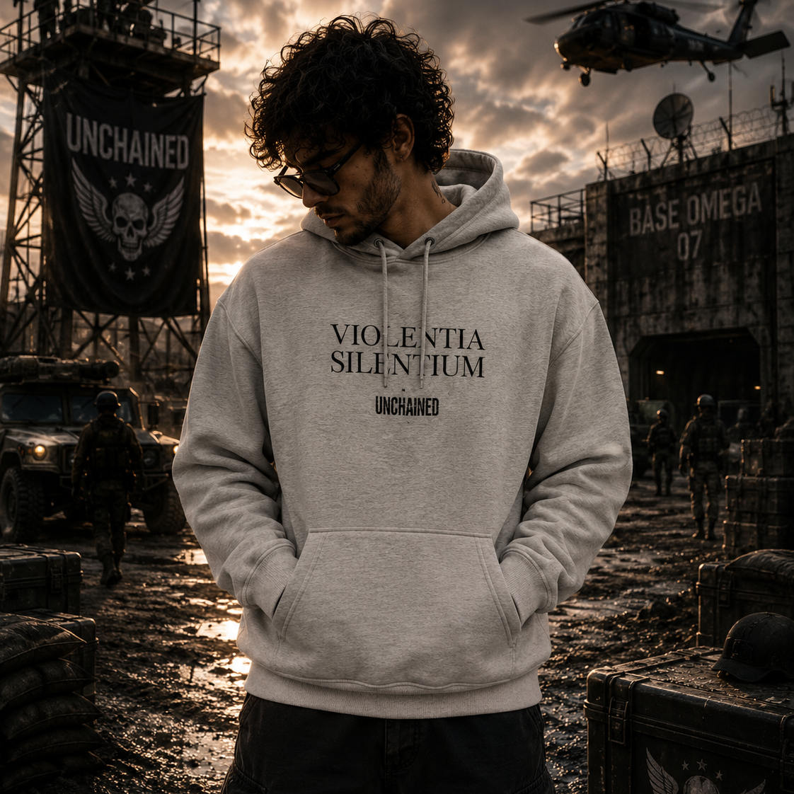 VIOLENTIA SILENTIUM Hoodie — Graphic Streetwear Fleece Hoodie