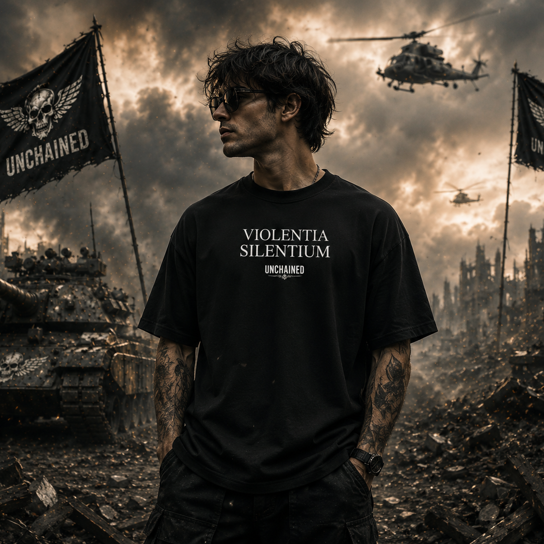 VIOLENTIA SILENTIUM Heavyweight Tee — "Unchained" Graphic T-Shirt